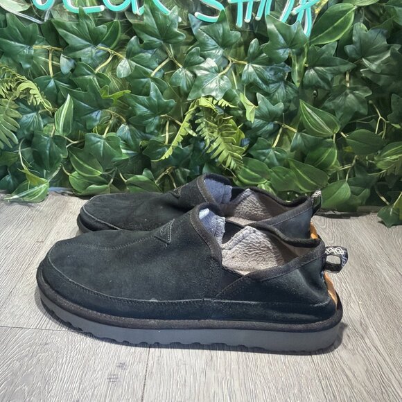 Ugg Men\'s Romeo Easy Slip Shoes Black Leather Suede Size 11 1113455